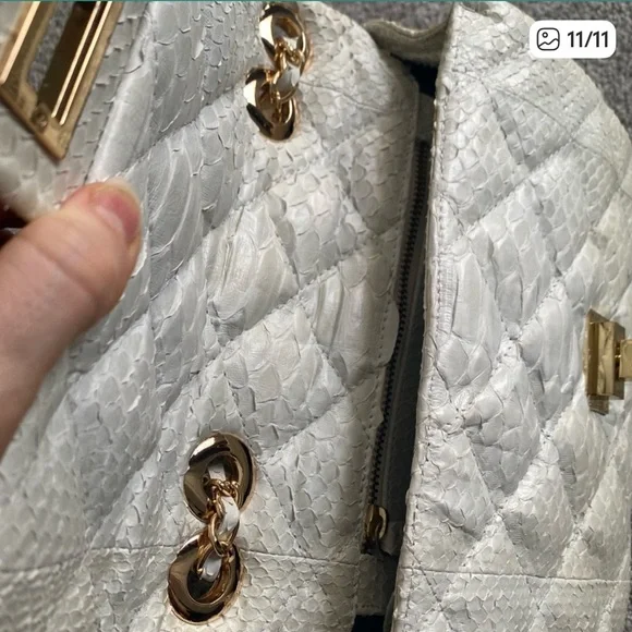 Genuine python quilted 2.55 ivory chain handbag - Picture 10 of 10